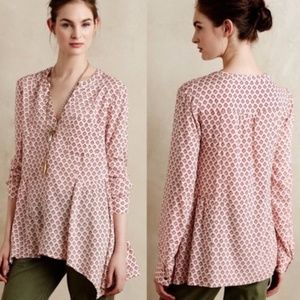 Maeve Anthropologie Laiken Henley Pink Batik